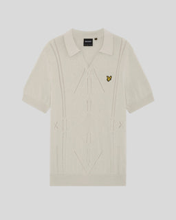 Polo en maille à motif argyle à col ouvert
