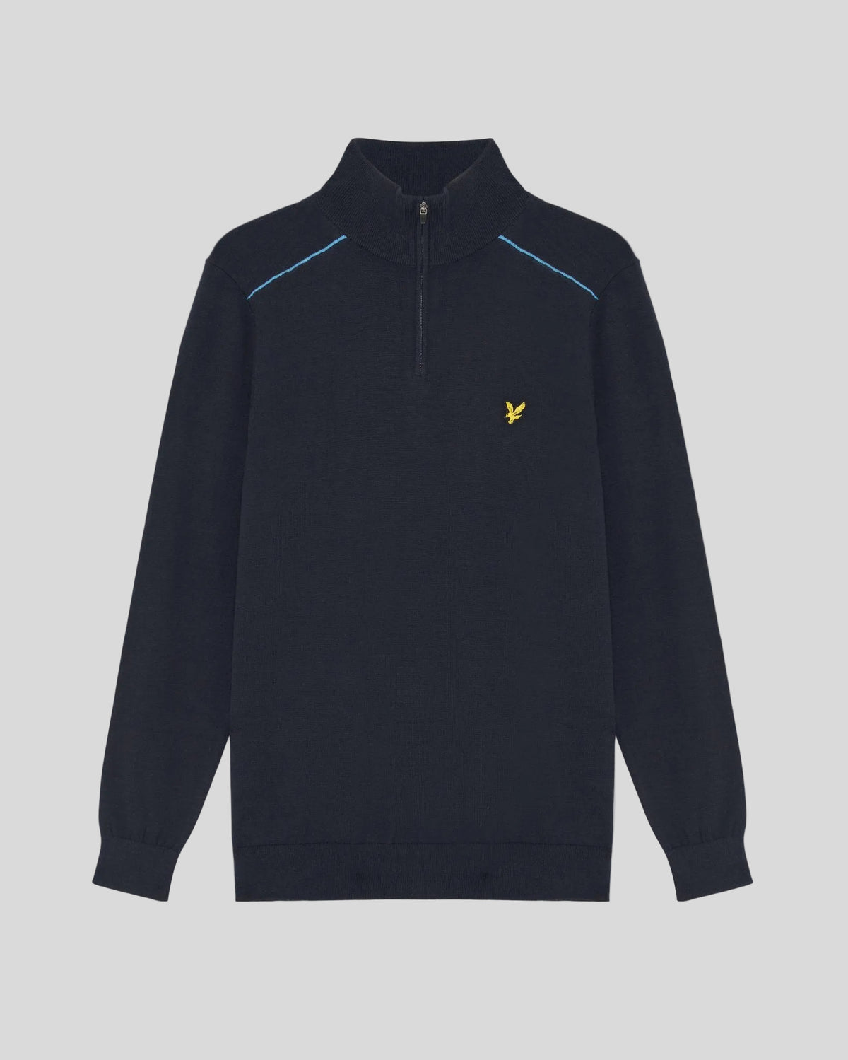 Pull à col zippé 1/4 en coton pour homme, bleu marine foncé