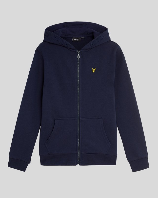 Ragazzo con felpa con cappuccio in cotone Loopback e zip integrale, colore blu navy