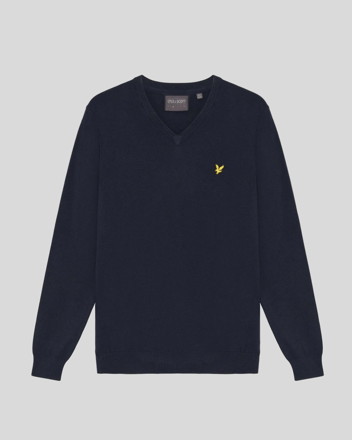 Pull à col en V en coton mélangé, bleu marine foncé, pour homme