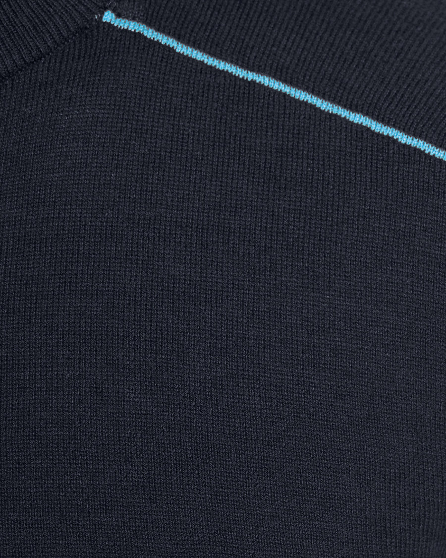 Pull à col zippé 1/4 en coton pour homme, bleu marine foncé