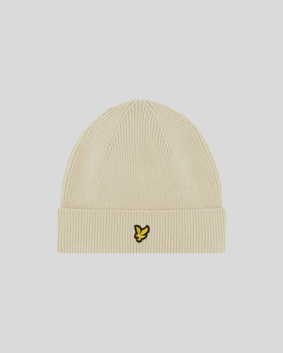 Boy wears Knit Beanie in Putty