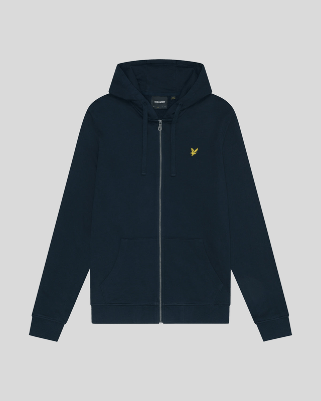 Felpa con cappuccio e zip integrale in cotone Loopback, blu scuro
