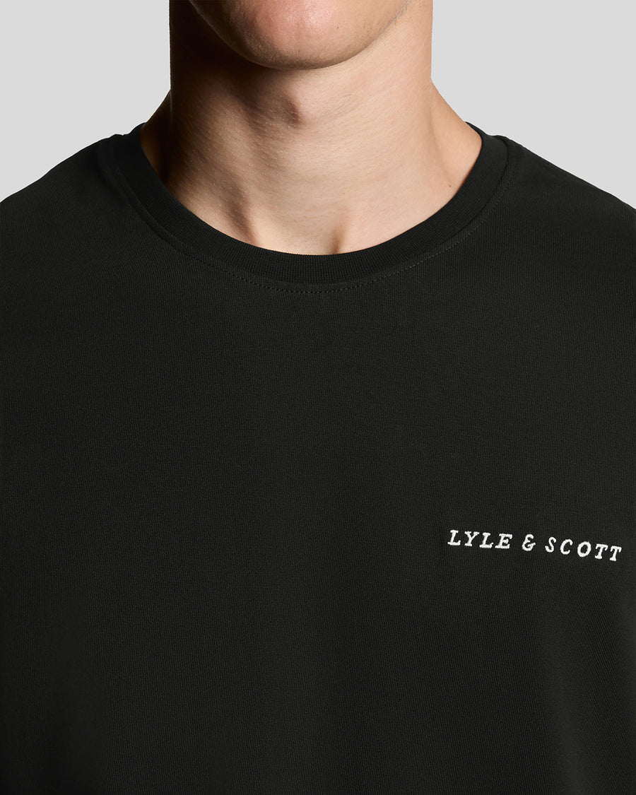 T-shirt à col rond en coton pour homme, avec logo en lettres cursives, couleur noir de jais