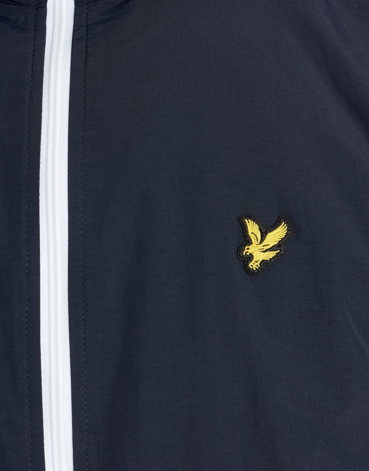 Chaqueta impermeable con cremallera en contraste para hombre, en azul marino oscuro y blanco