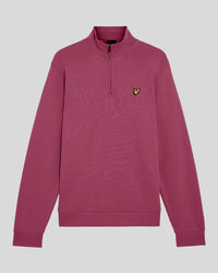 Vlakke foto van het Everyday-katoenen sweatshirt met 1/4-ritssluiting in diep bordeauxrood