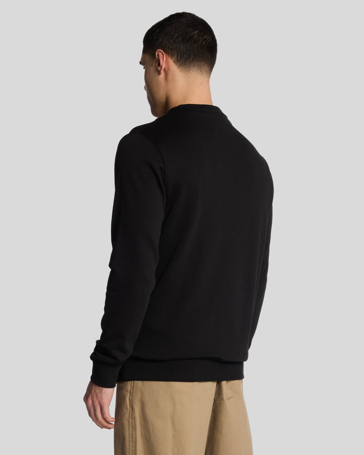 Uomo con felpa girocollo in cotone superfine, colore nero corvino