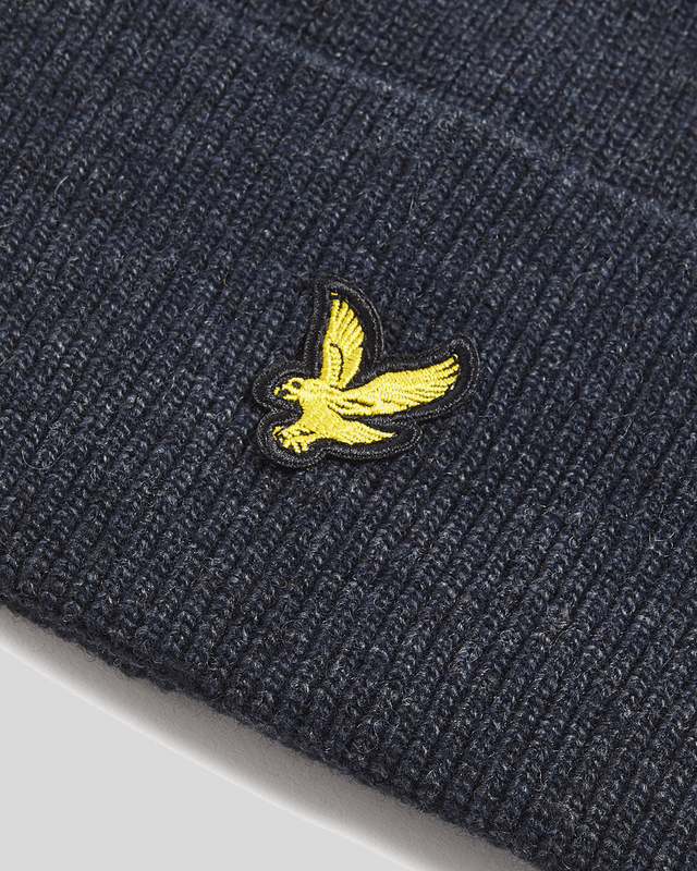 Bonnet en laine d'agneau mélangée, bleu marine foncé chiné