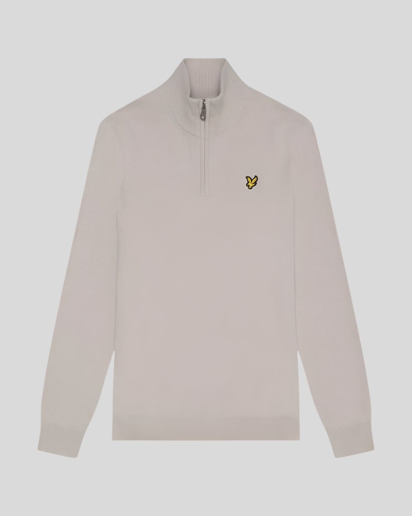 Uomo con maglione in cotone e lana merino con zip a 1/4, colore Cove