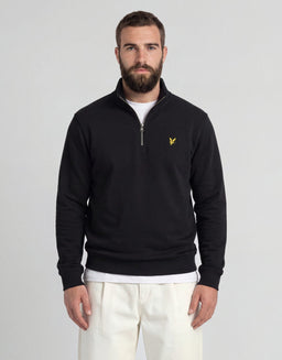 Sweatshirt aus Baumwolle mit Loopback-Struktur und 1/4-Reißverschluss