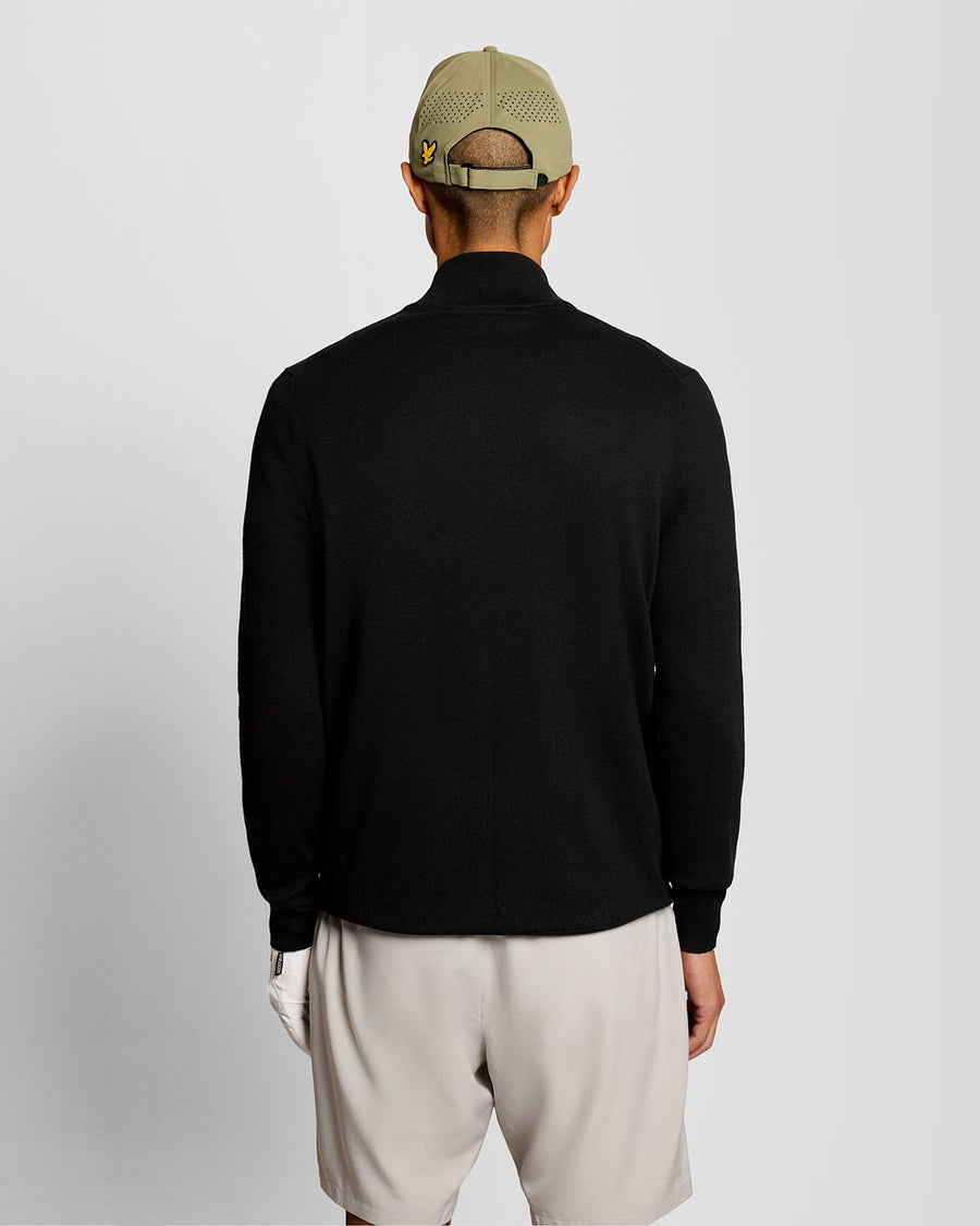 Hombre con jersey Performance con cremallera de 1/4 en negro azabache
