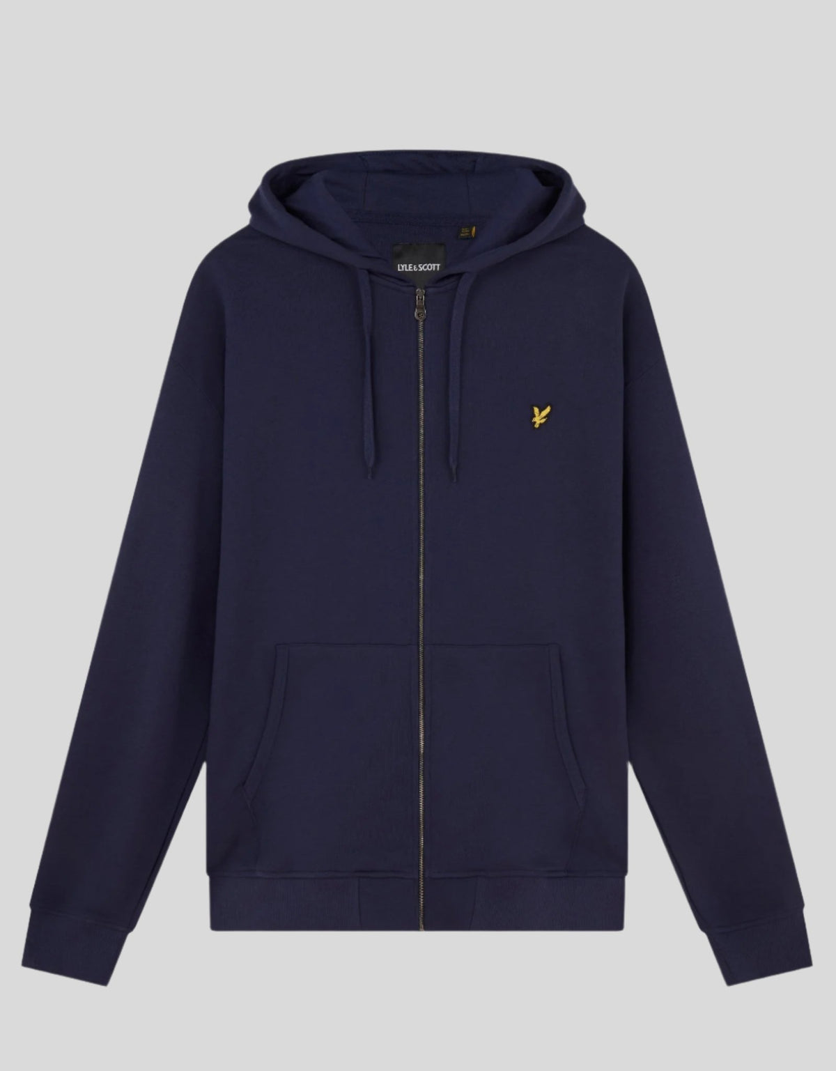 Sweat à capuche zippé intégral en coton Loopback, bleu marine