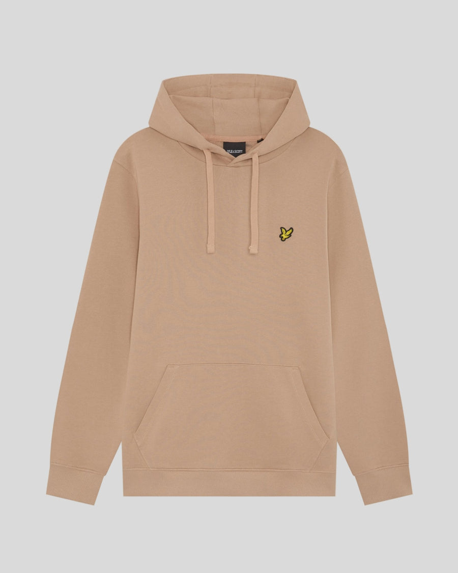 Un homme porte un sweat à capuche en coton Loopback, couleur Barley