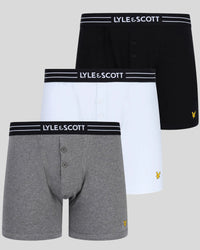Lyle & Scott 3 pack core trunks bright white black grey marl
