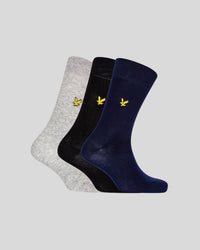 Lyle & Scott angus 3 pack socks grey marl peacoat black